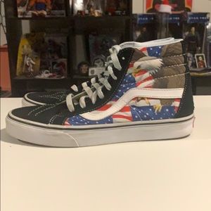 Vans Sk8-Hi  high top American Flag / Eagle shoes.